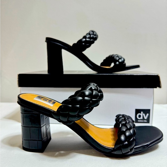 Dolce Vita Shoes - Dolce Vita Paily Black Multi Stella Slip On Squared Open Toe Heeled Sandals 8